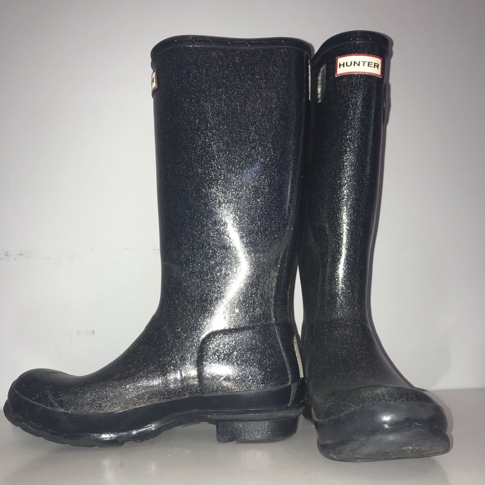 HUNTER Rainboots—Size 7—Glittering Dark Navy